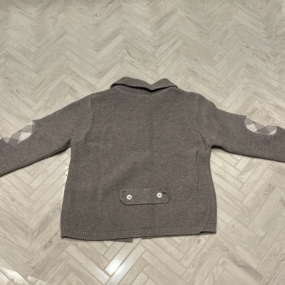 Patachou Gray Knit double button sweater with plaid detailing, 18mo - Picture 5 of 8